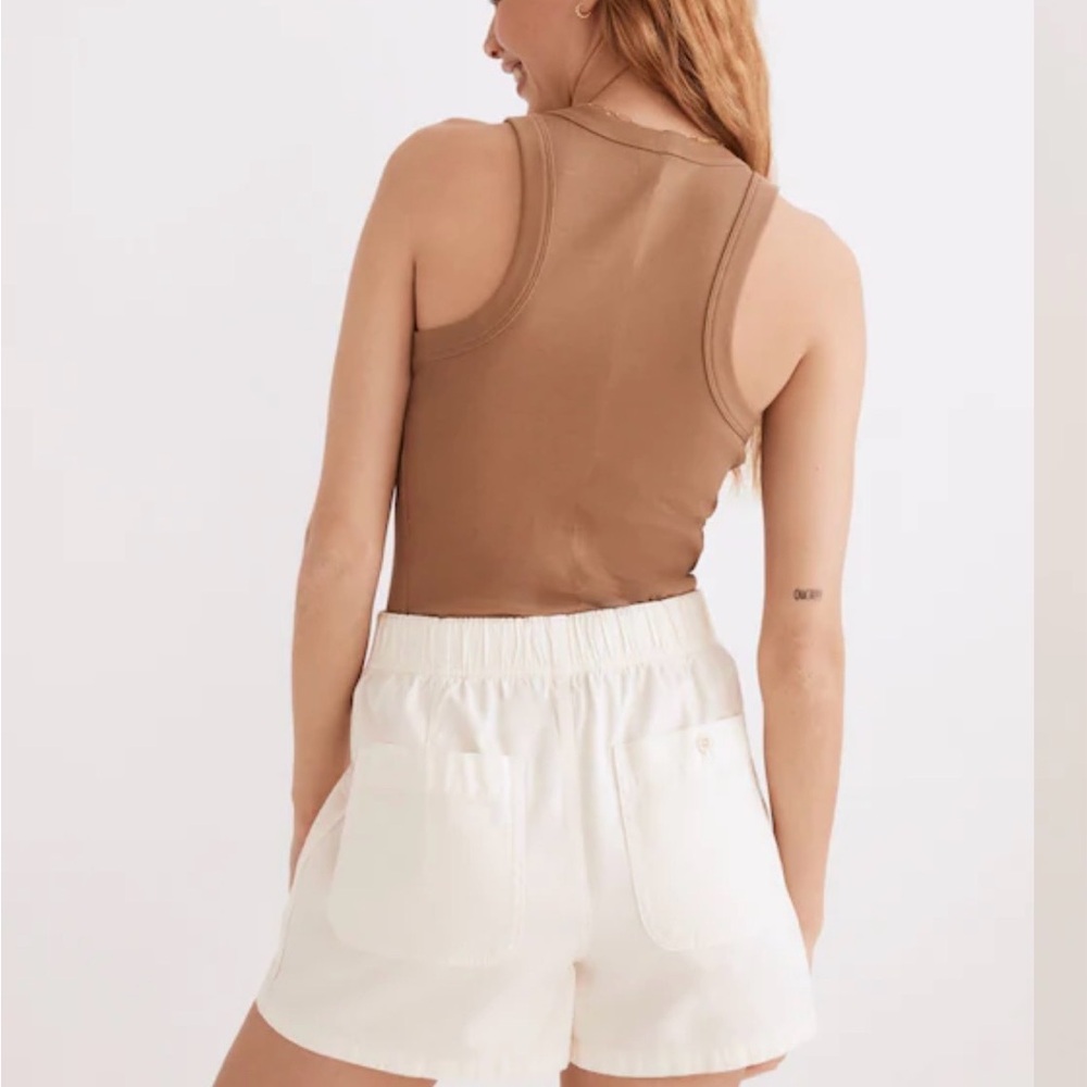 Madewell Cream Elastic-Waist Utility Shorts - Picture 3 of 7